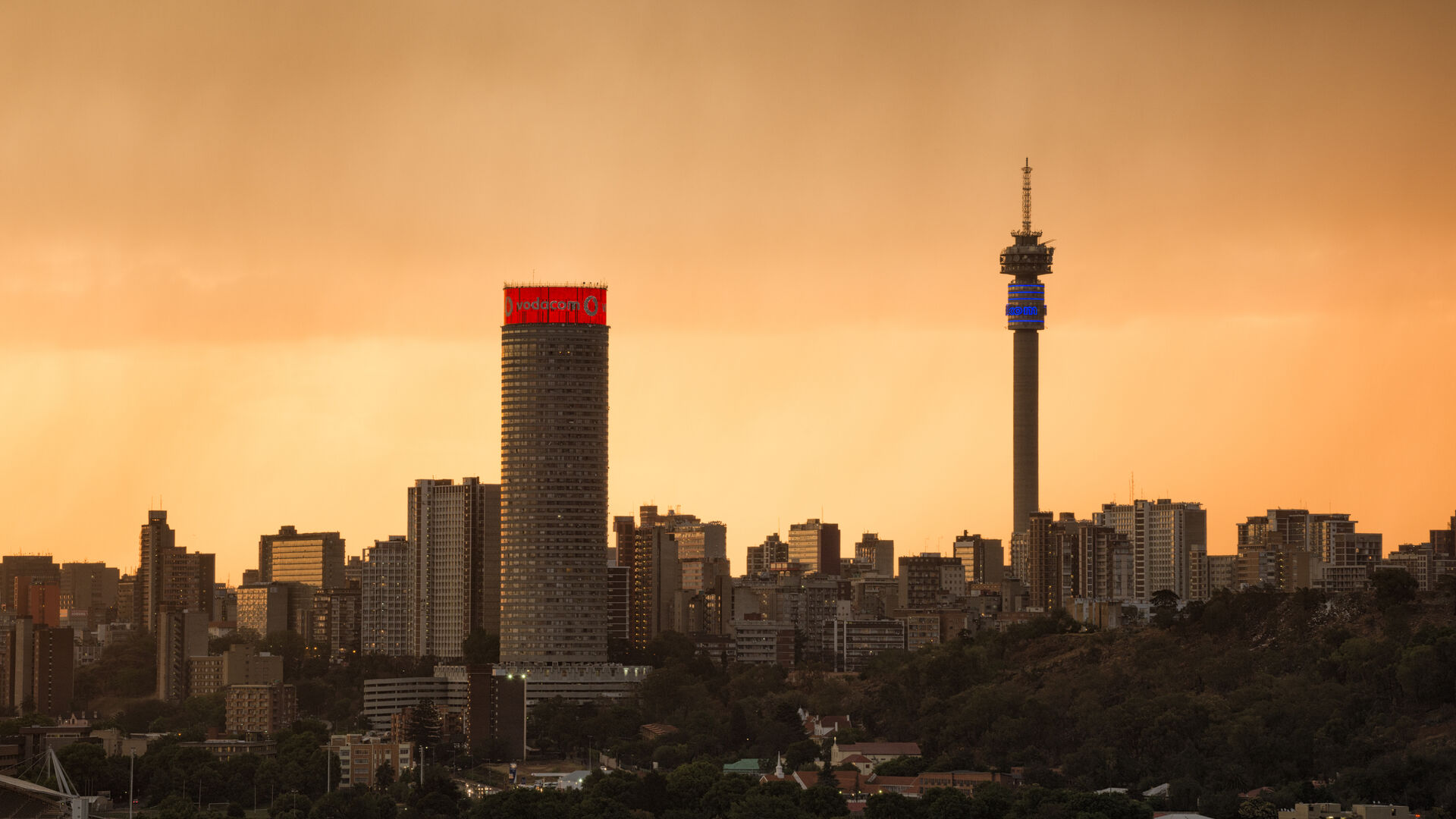 Johannesburg skyline at sunset